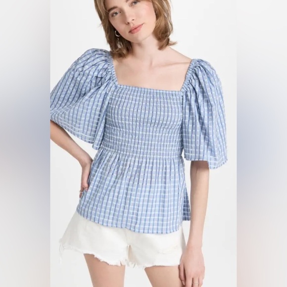 New! Stella Nova Penelope smocked peplum open back top nwt 17499 - Picture 4 of 16